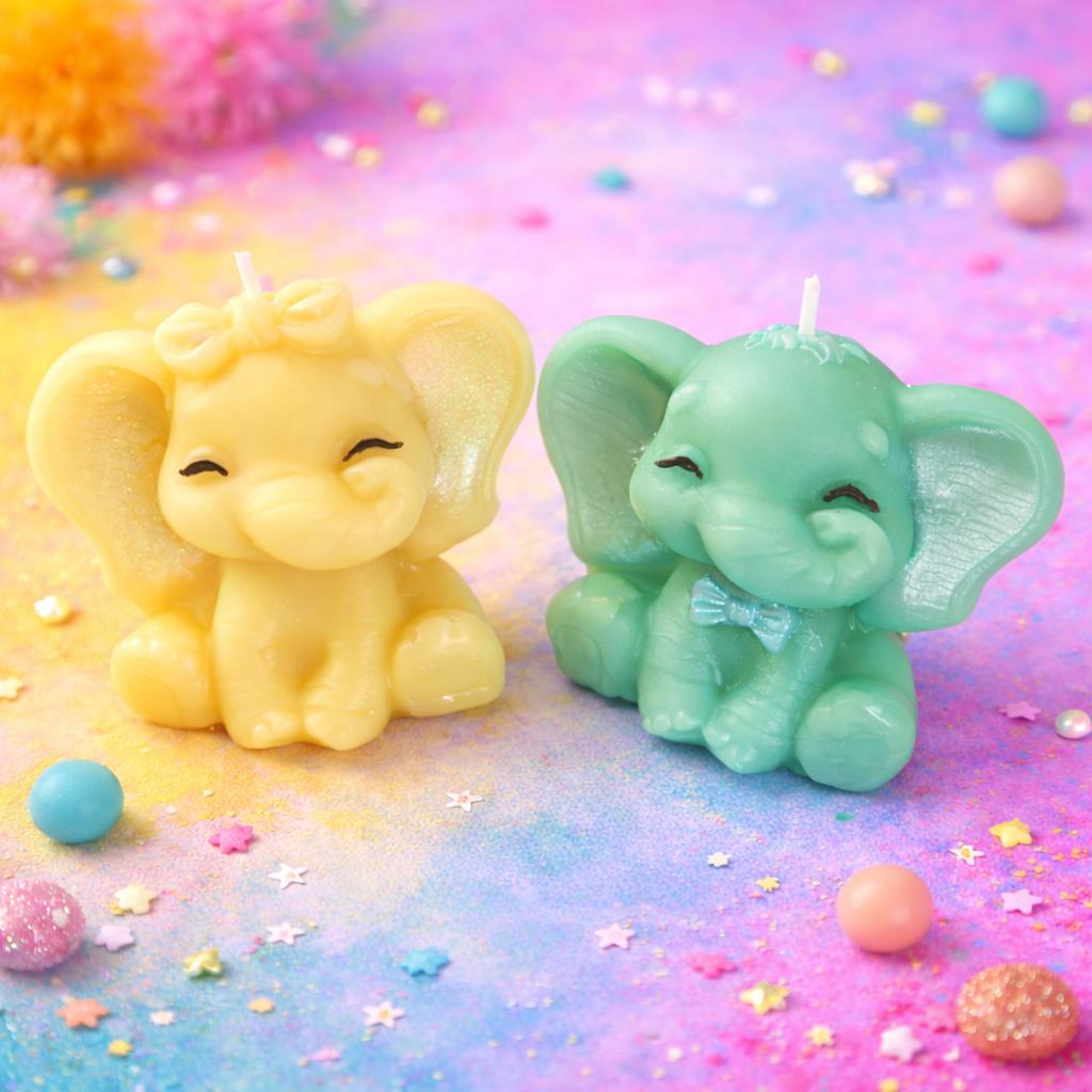 Handmade Elephant Couple Candle – Romantic Decorative Soy Wax Candle Gift