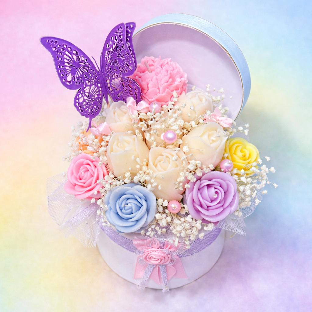 Luxury Floral Butterfly Candle Arrangement