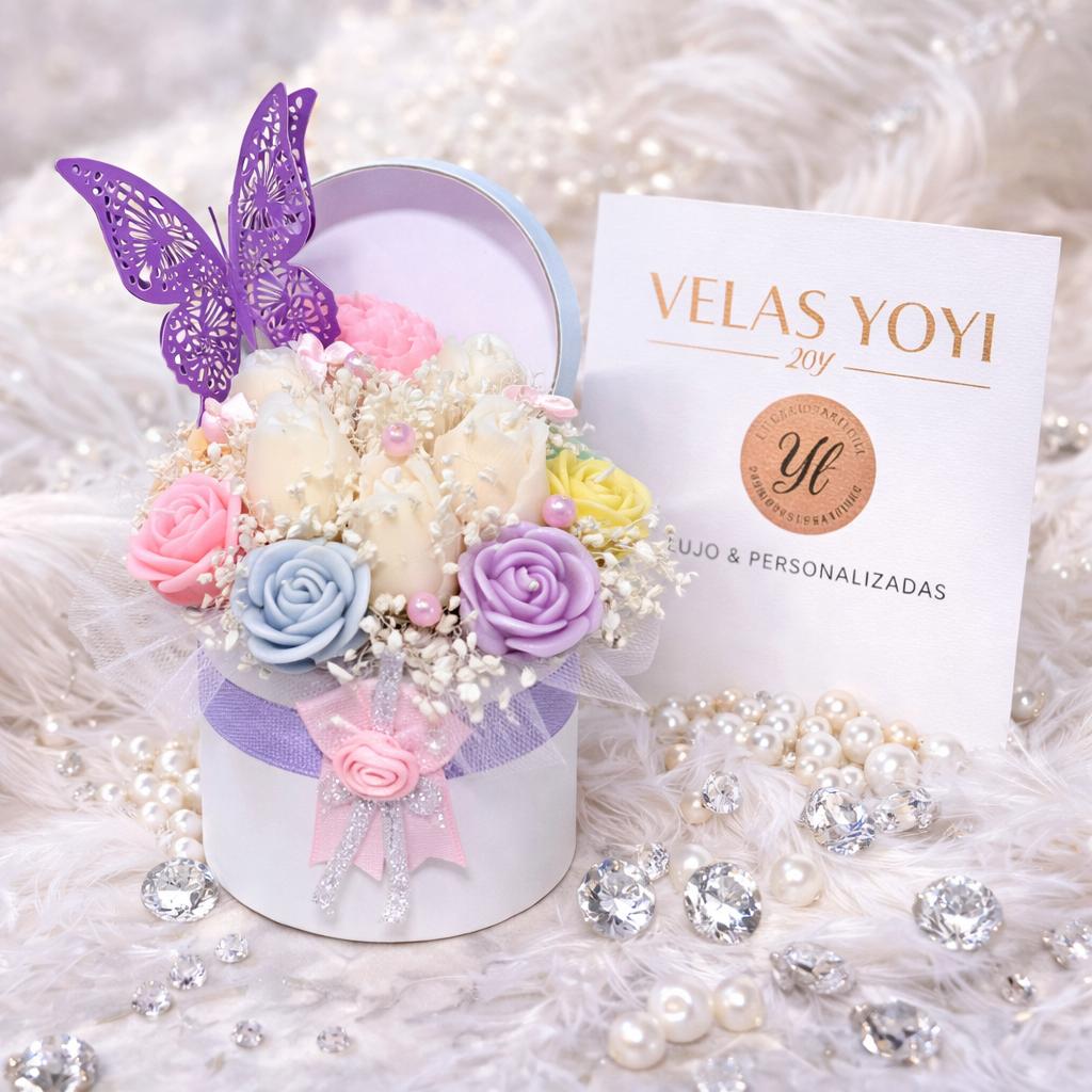 Luxury Floral Butterfly Candle Arrangement