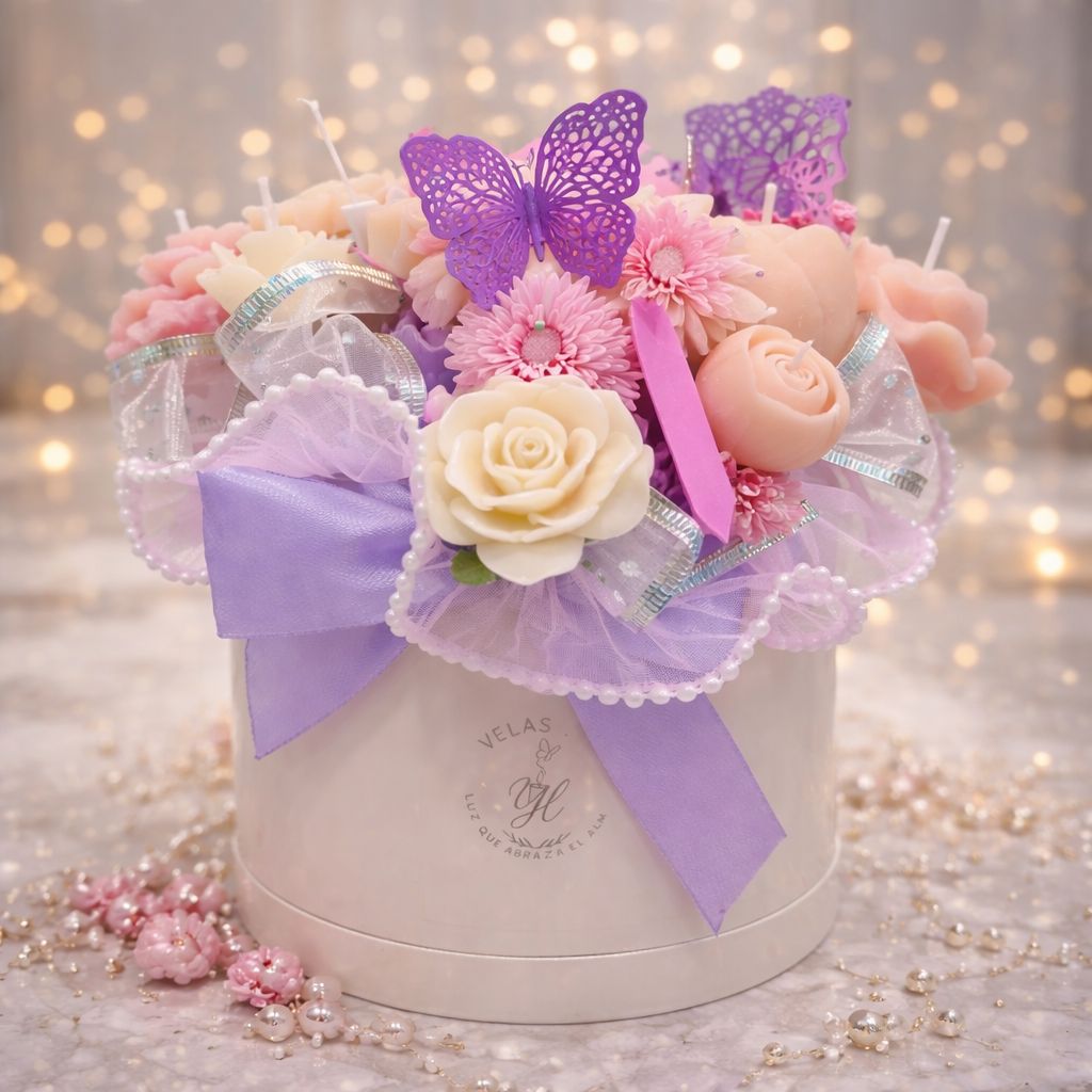 Luxury Floral Candle Basket – Elegant Handmade Arrangement
