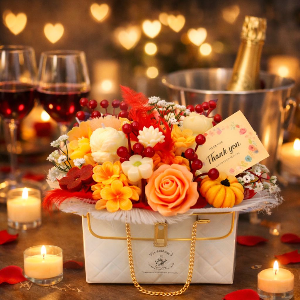 Luxury Floral Candle Basket – Handmade Decorative Gift Box