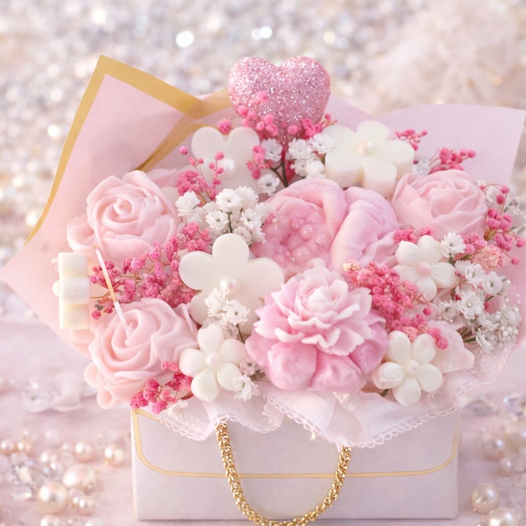 Luxury Floral Candle Bouquet -Handmade Decorative Gift Box