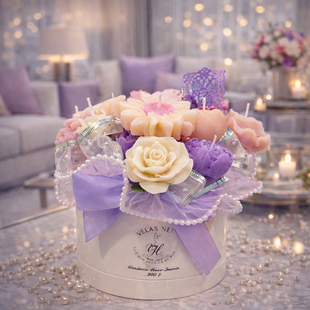 Luxury Floral Candle Basket – Elegant Handmade Arrangement