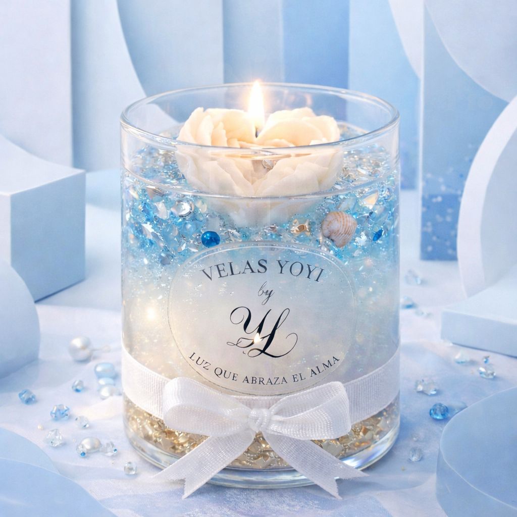 Coastal Ocean Gel Candle with Seashell Decor